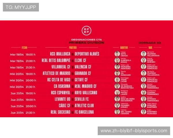西甲联赛第33轮比赛时间表发布